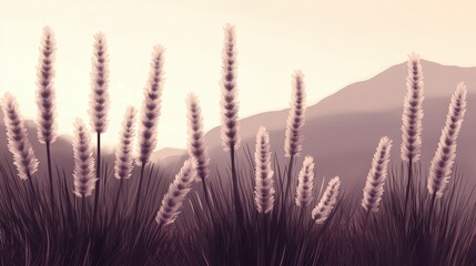 Fototapeta premium Serene lavender fields at dusk with rolling hills in the background