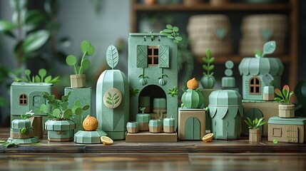 Minimalistic chic packaging featuring durable eco-friendly materials such as plastic-free cardboard combining stylish design with practical high-quality functionality. high resolution Illustration in