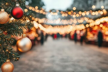 High-end Christmas pop-up market with artisanal products, warm lighting, and festive decor, Christmas market, Exclusive shopping vibes