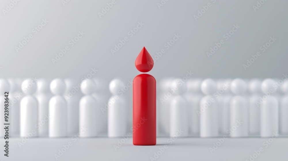 Poster a red background with a white line that goes up and down