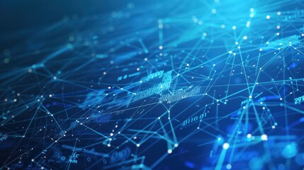 Obraz premium Abstract Digital Network with Blue Lines and Nodes