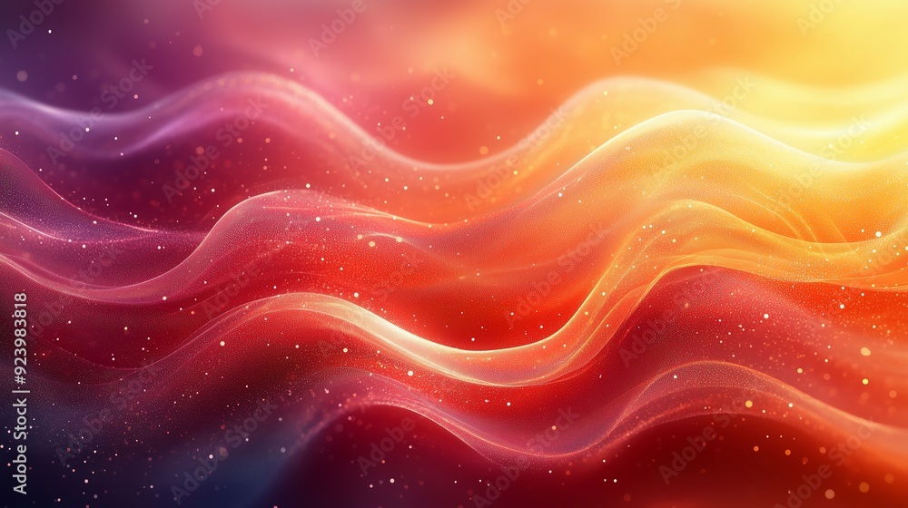Poster colorful abstract waves with soft light effects in a gradient background
