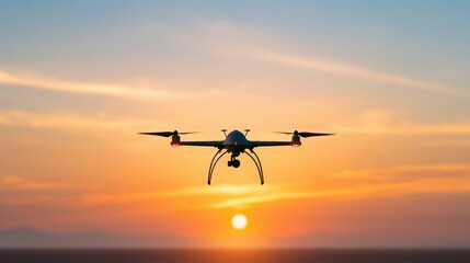 Obraz premium A drone is flying over a beautiful sunset