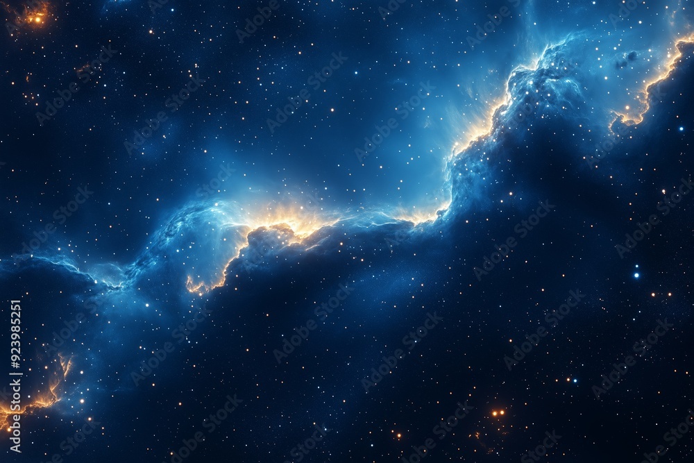 Sticker cosmic nebula illuminated by distant stars in deep space