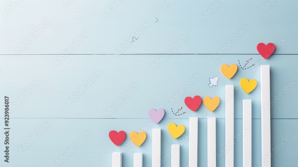 Poster a row of white blocks with red hearts on them