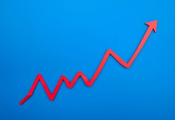 A stock market chart showing fluctuating stock prices and trading activity over time, with various lines and graphs displayed on a dark blue background