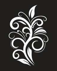 Abstract scroll leaf branch decoration illustration