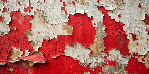 Red and White Peeling Paint Texture, Close Up, Macro, Abstract, Wall, Decay, Rough