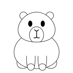 Cute cartoon Capybara in black and white