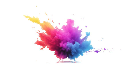 Bright colorful watercolor splash splatter stain brush strokes on white background. Modern vibrant aquarelle spot. Rainbow trendy isolated design on white. Element. Vector watercolor illustration.	