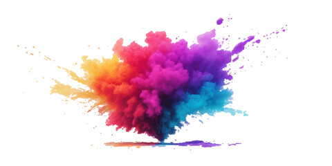 Bright colorful watercolor splash splatter stain brush strokes on white background. Modern vibrant aquarelle spot. Rainbow trendy isolated design on white. Element. Vector watercolor illustration.	