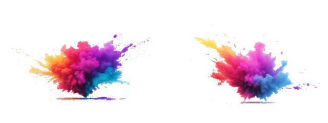 Bright colorful watercolor splash splatter stain brush strokes on white background. Modern vibrant aquarelle spot. Rainbow trendy isolated design on white. Element. Vector watercolor illustration.	