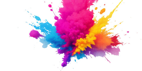 Bright colorful watercolor splash splatter stain brush strokes on white background. Modern vibrant aquarelle spot. Rainbow trendy isolated design on white. Element. Vector watercolor illustration.	