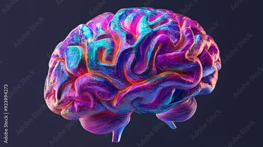 Poster vibrant 3d visualization of the human brain highlighting key regions