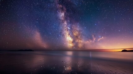 Obraz premium Stunning Sunset Over Serene Lake With Mountain Reflections at Dusk