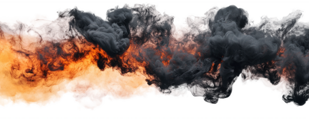 Black and yellow clouds isolated on transparent background.