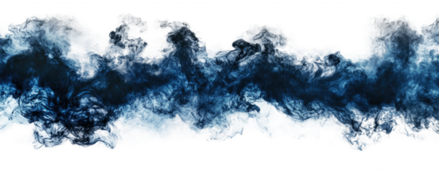 Dark blue smoke isolated on transparent background.