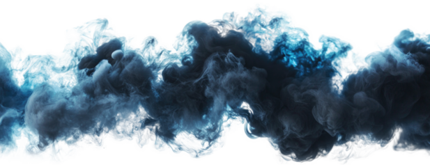 Dark blue smoke isolated on transparent background.