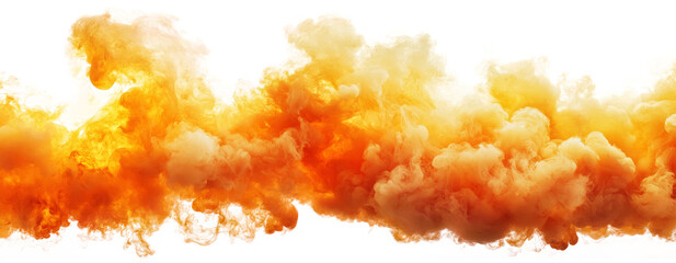 Orange smoke isolated on transparent background.