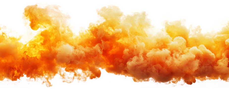 Orange smoke isolated on transparent background.