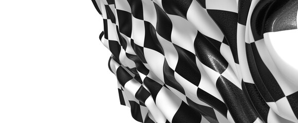 The checkered flag waves in the wind signifying the end of a race