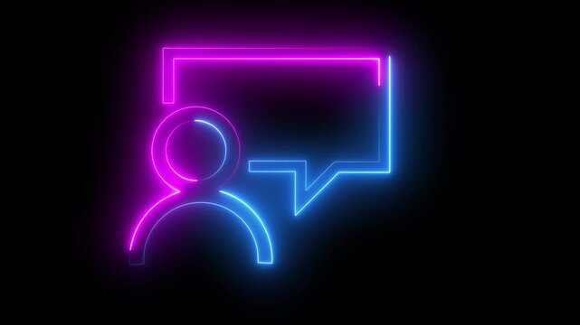 neon line purple or pink color man message icon animation.