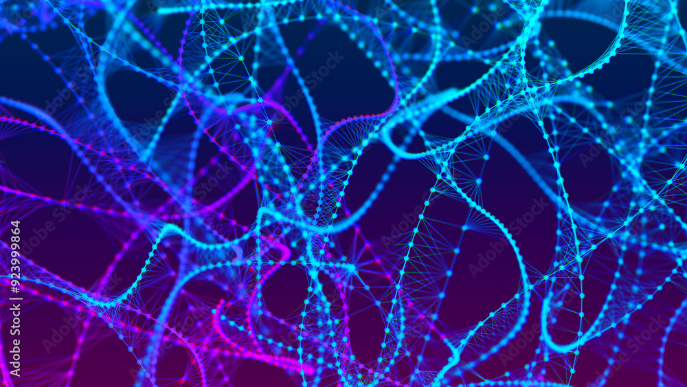Poster abstract background with connecting dots and lines. neural connections. network connection structure