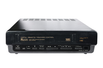 Obraz premium Old video recorder isolated on white background.front view