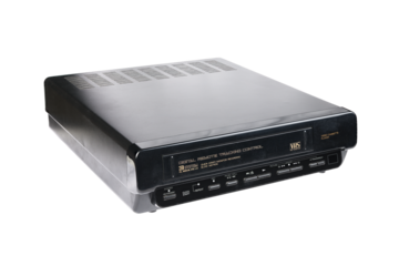 Old video recorder isolated on white background.front view