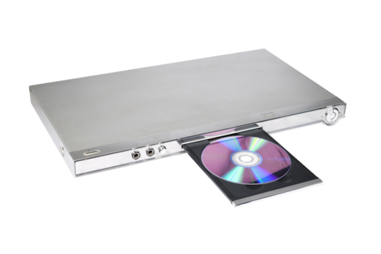 DVD VCD CD player isolated on white background.Stack.