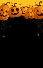 Halloween orange theme background with group of 3D illustration
