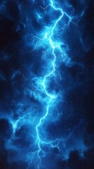 Obraz premium Illuminating Blue Lightning Storm Isolated on a Monochromatic Background, a Dramatic Display of Nature's Elemental Power