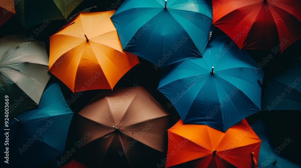 Poster assorted-color of opened umbrellas