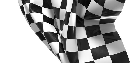 The checkered flag waves in the wind signifying the end of a race