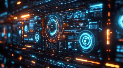 AI-Powered Cybersecurity Interface: An advanced interface showing real-time cybersecurity threats and defenses.