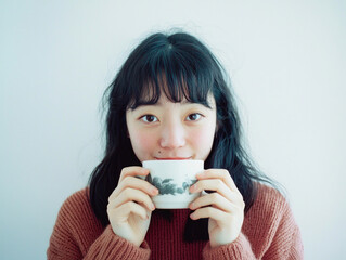 女, 女性, 女の子, アジア人, 日本人, カップ, コップ, コーヒー, モーニング, コーヒーを飲む女性, 可愛い, 美人, Woman, female, girl, Asian, Japanese, cup, cups, coffee, morning, coffee drinking woman, pretty, beautiful
