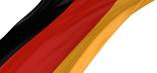 A flowing German flag against a black background