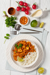 indian spiced fish curry, salmon masala, top view