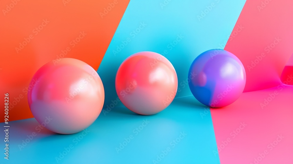 Poster a colorful background with three balls of different colors