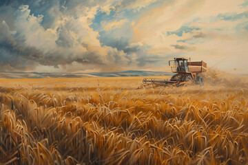 Fototapeta premium New harvest on the field. Generative AI tools