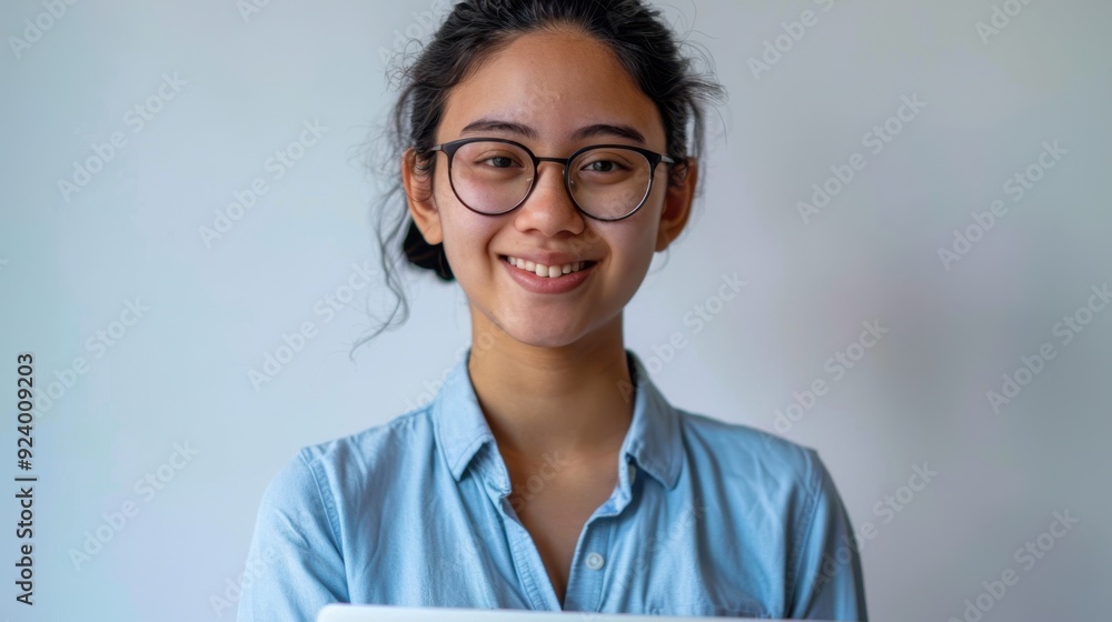 Canvas Prints The smiling woman with glasses