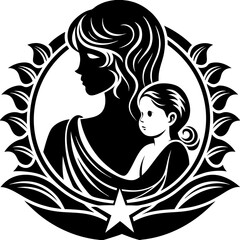 mother and child icon silhouette illustration