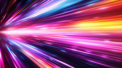 Colorful bright dynamic rays concept background. Flash of bright light. A photographic effect of blurred images at high speed. Digital raster illustration. AI artwork.