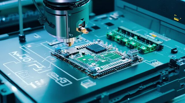 Assembly of a circuit board in a high-tech manufacturing facility
