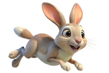 Fototapeta premium Cute Cartoon Rabbit Jumping in the Air