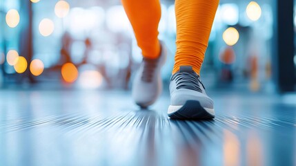 Close-up of adaptive exercise equipment used by an amputee during a rehabilitation session.