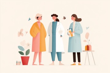 Obraz premium Creative Collaboration: Diverse Fashion Designers Crafting Vibrant Hand-Drawn Clothing in Vector Illustration