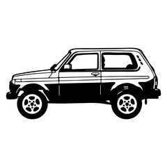 Muscle car - US Car - Classic Car, Stencil, Silhouette, Vector Clip Art for tshirt and emblem