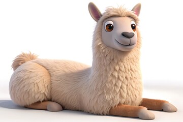 Obraz premium Cute Cartoon Llama Lying Down