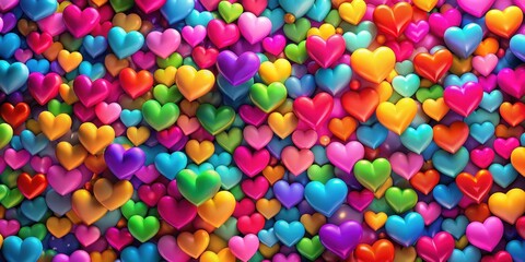 Multicolored heart background with vibrant colors , love, romance, valentine, rainbow, colorful, abstract